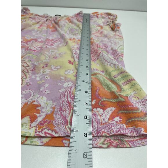Lauren Ralph Lauren Peasant Floral Cap Sleeve Paisley Blouse Top Cottage Boho XL - Picture 7 of 8